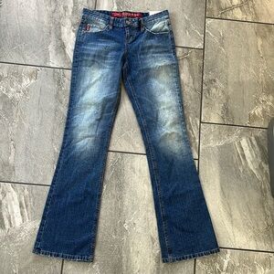 💙 NWT Mudd Vintage Low Rise Jeans size 5 No Butt Pockets Medium Stone Wash